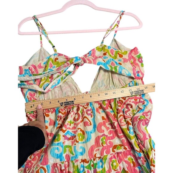 HOUSE OF HARLOW 1960 Floral Open Tie Back Tiered Boho Maxi Dress Size S NWT - Picture 13 of 16